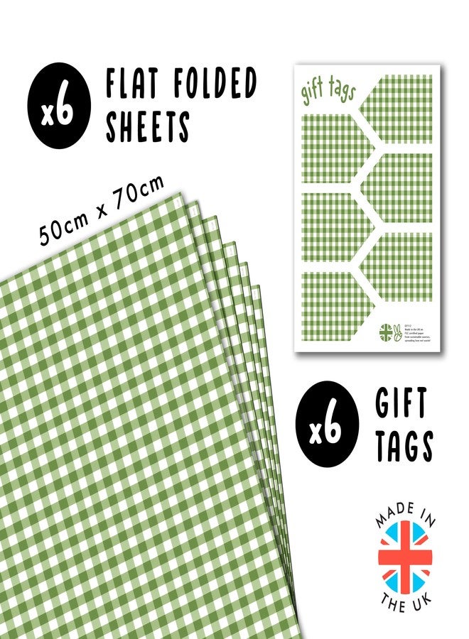 CENTRAL 23 Gingham Wrapping Paper - 6 Sheets Of Gift Wrap Paper For Women - White And Green - Birthday Wrapping Paper Girls - Comes With Stickers - Image 2
